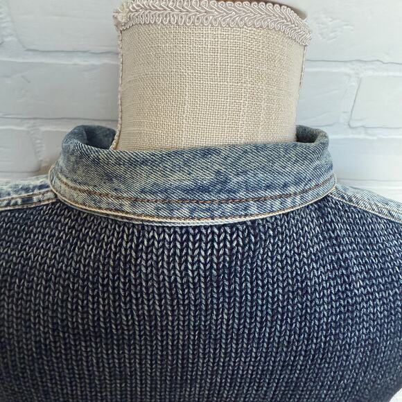 Paris Blues Women's 100% Cotton Blue Jean Sweater Snap Jacket Pockets sz S - Picture 4 of 10